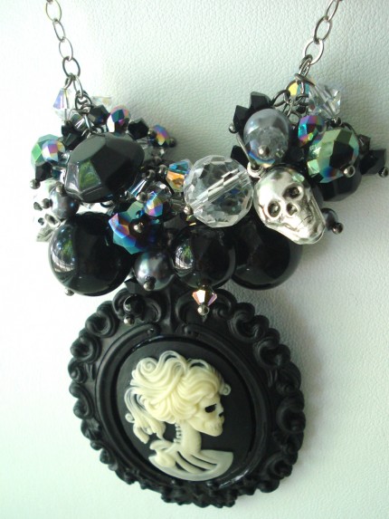 Oil Slick Goth Skeleton Bride Choker