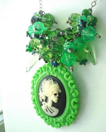 Lime Poison Green Goth Choker Cameo
